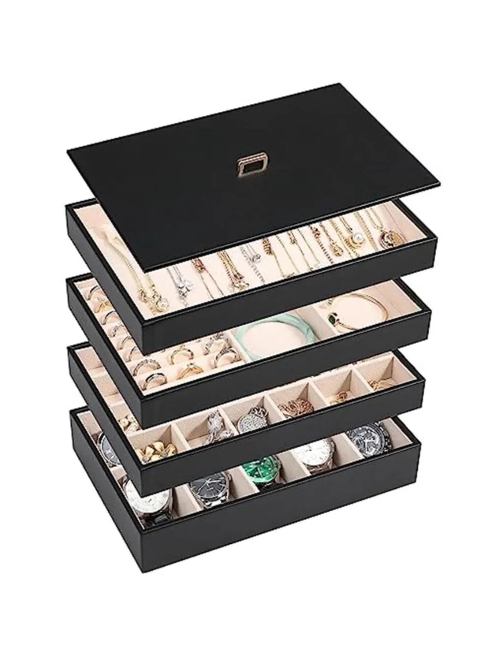 Jewelry Organizer Box Stackable Storage Case Ring Earring Necklace Holder